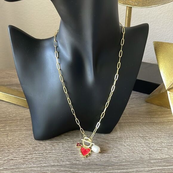 Red Heart Pendant Necklace N956 - Picture 4 of 4